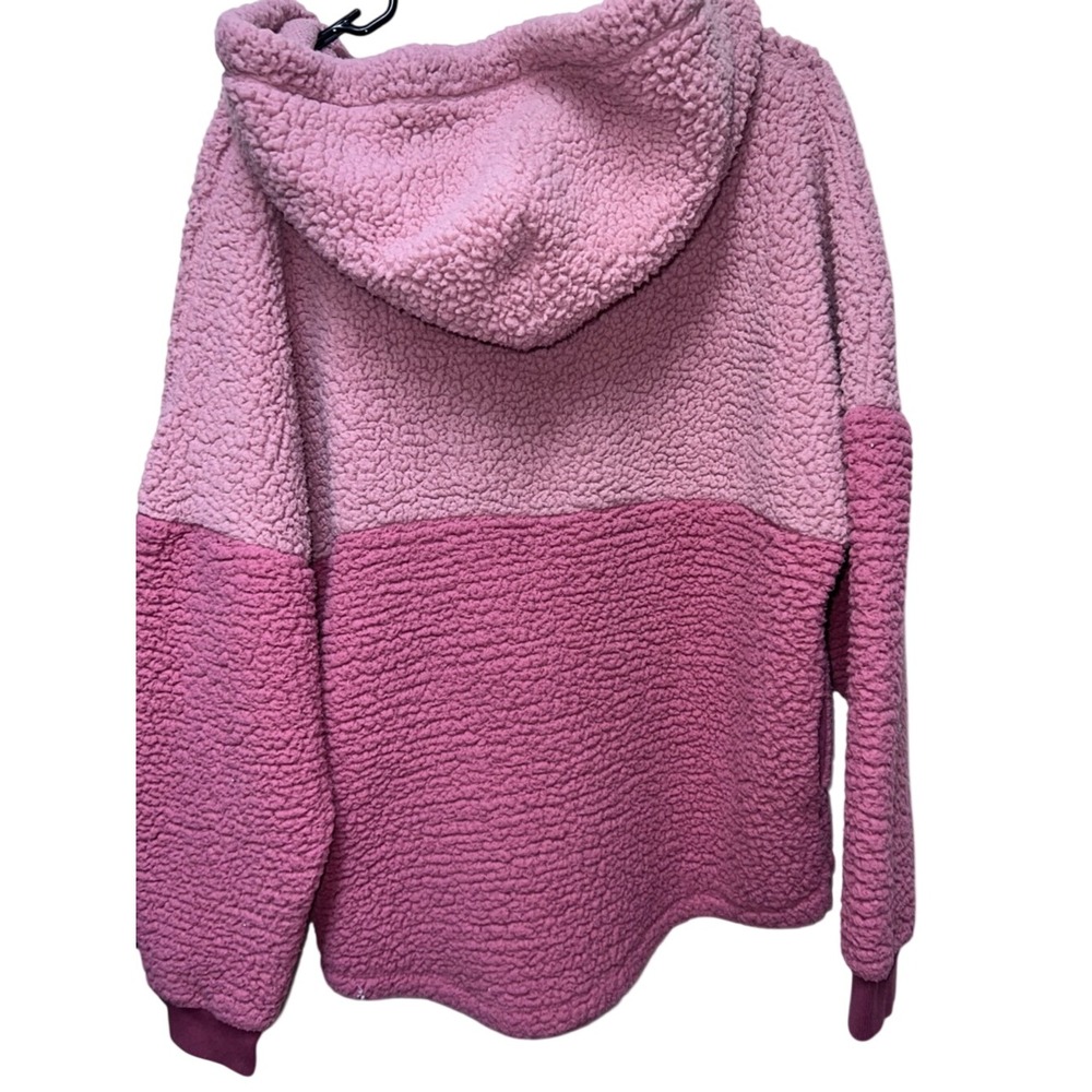 PINK Victoria's Secret Two-Tone Pink Sherpa Half-Zip Hoodie Women Medium - Picture 5 of 5
